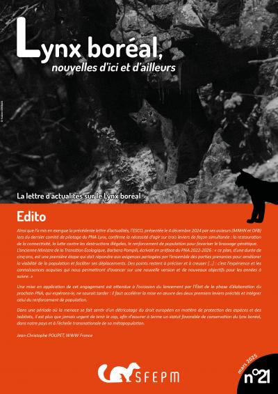 Lettre d'actualités "Lynx boréal, nouvelles d'ici et d'ailleurs"- n°21 Lettre d'actualités "Lynx boréal, nouvelles d'ici et d'ailleurs"- n°21