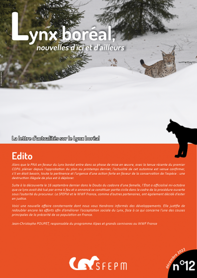 Lettre d'actualités "Lynx boréal, nouvelles d'ici et d'ailleurs"- n°12 Lettre d'actualités "Lynx boréal, nouvelles d'ici et d'ailleurs"- n°12